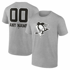 Pittsburgh Penguins Big & Tall Personalized Name & Number Monochrome T-Shirt - Gray | US 203773746