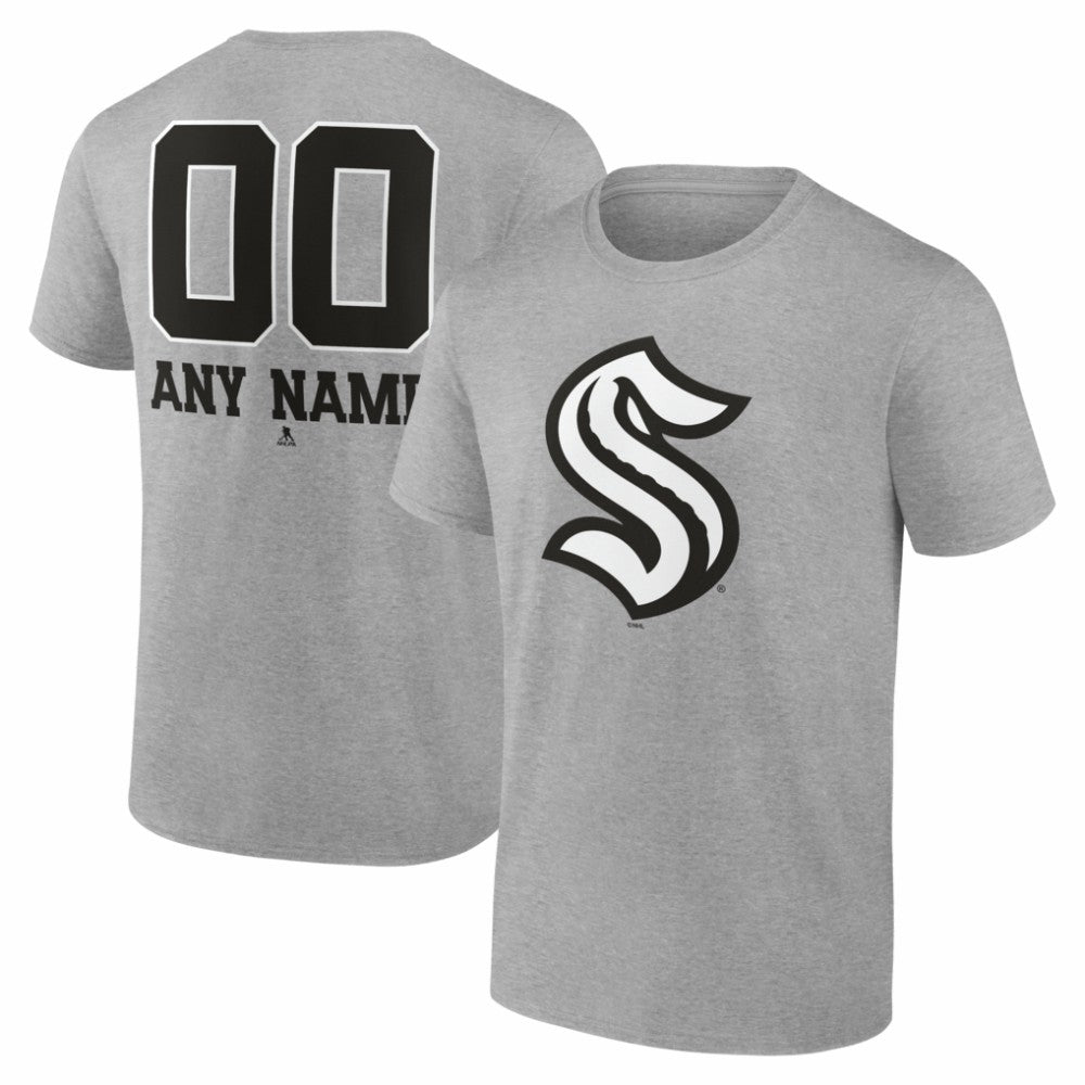 Seattle Kraken Big & Tall Personalized Name & Number Monochrome T-Shirt - Gray | US 203773752