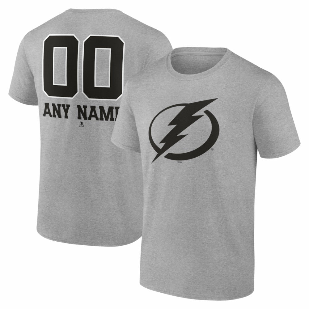 Tampa Bay Lightning Big & Tall Personalized Name & Number Monochrome T-Shirt - Gray | US 203773758