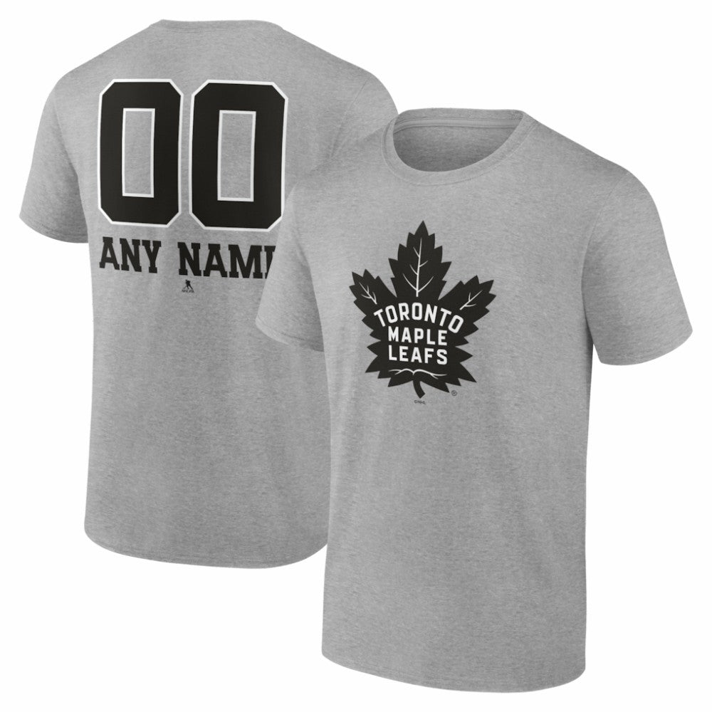 Toronto Maple Leafs Big & Tall Personalized Name & Number Monochrome T-Shirt - Gray | US 203773761