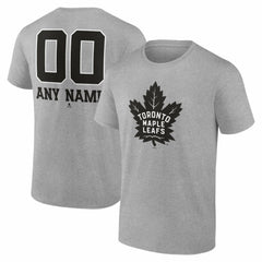 Toronto Maple Leafs Big & Tall Personalized Name & Number Monochrome T-Shirt - Gray | US 203773761