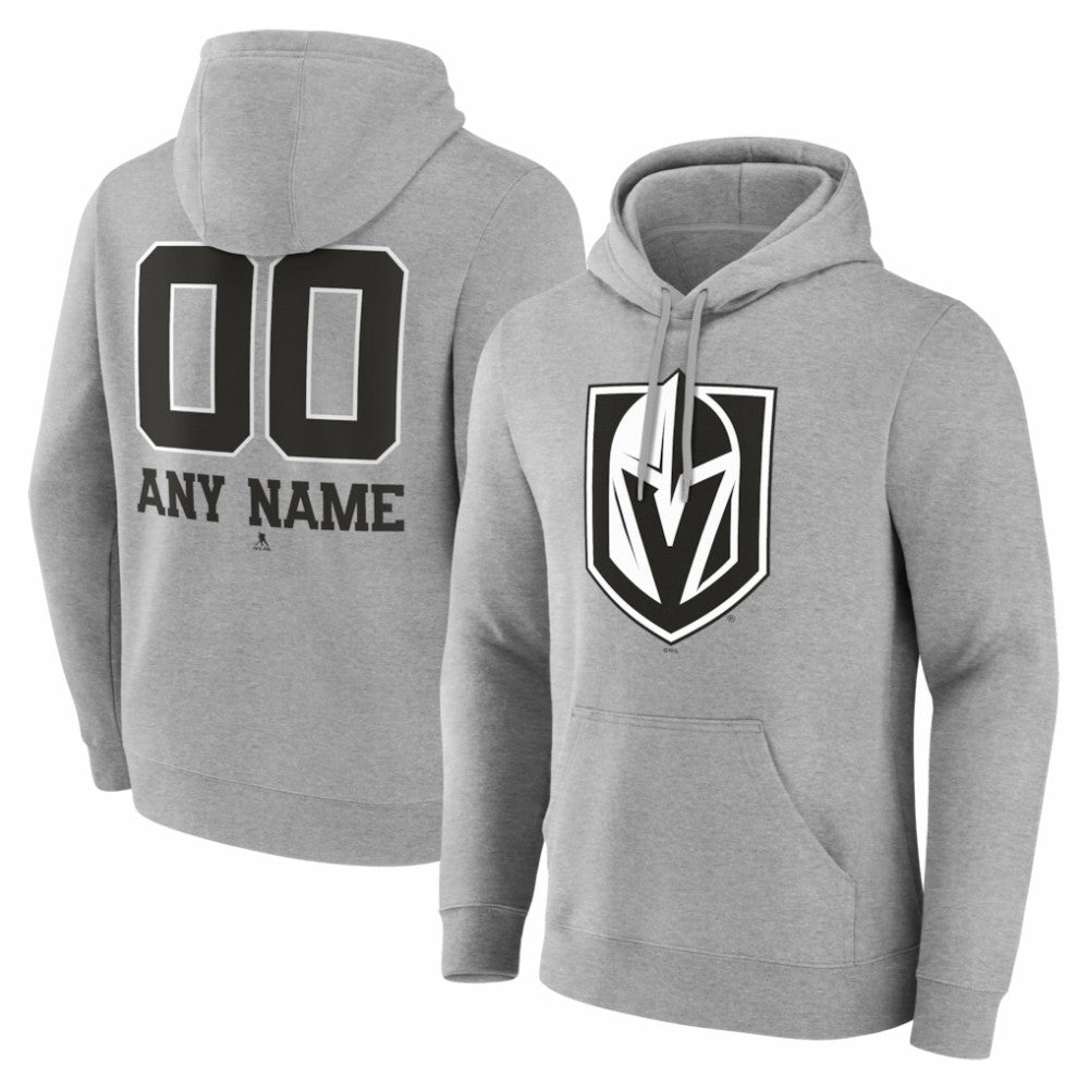 Vegas Golden Knights Big & Tall Personalized Name & Number Monochrome Pullover Hoodie - Gray | US 203773769