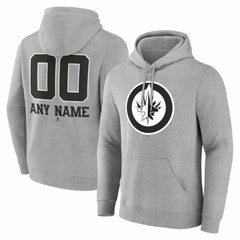 Winnipeg Jets Big & Tall Personalized Name & Number Monochrome Pullover Hoodie - Gray | US 203773775