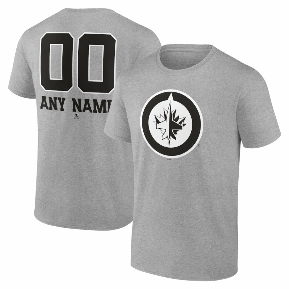 Winnipeg Jets Big & Tall Personalized Name & Number Monochrome T-Shirt - Gray | US 203773776