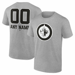 Winnipeg Jets Big & Tall Personalized Name & Number Monochrome T-Shirt - Gray | US 203773776