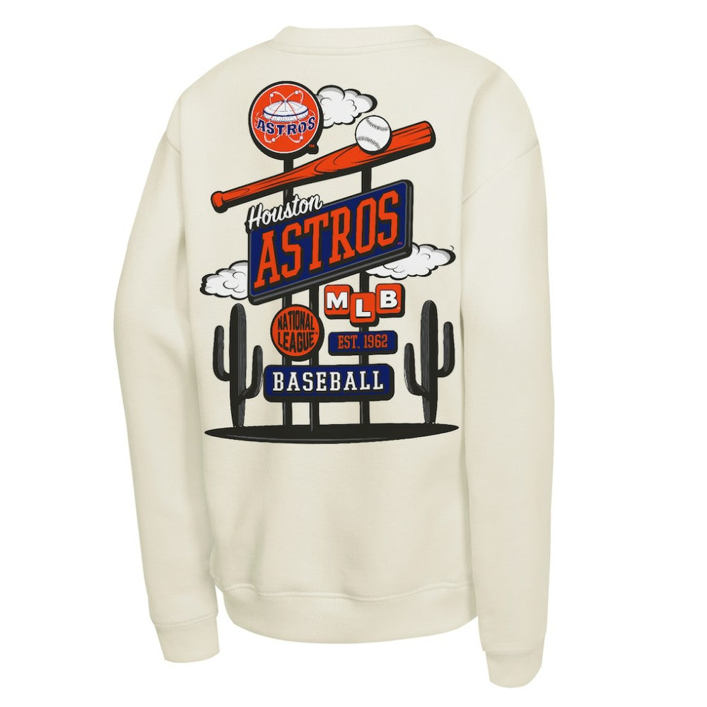 Houston Astros Mitchell & Ness Youth Retro Billboard Sweatshirt - Natural Sweatshirts