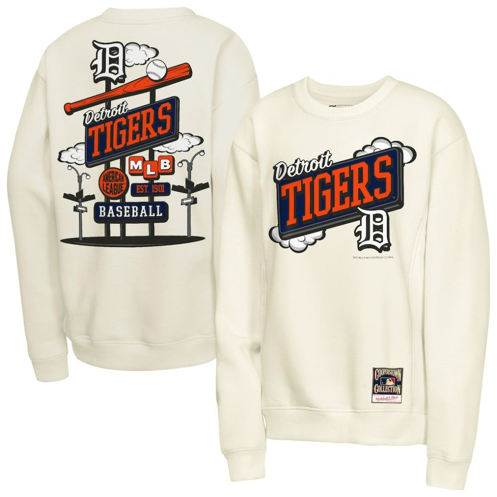 Detroit Tigers Mitchell & Ness Youth Retro Billboard Sweatshirt - Natural Sweatshirts