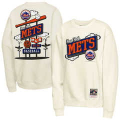 New York Mets Mitchell & Ness Youth Retro Billboard Sweatshirt - Natural Sweatshirts