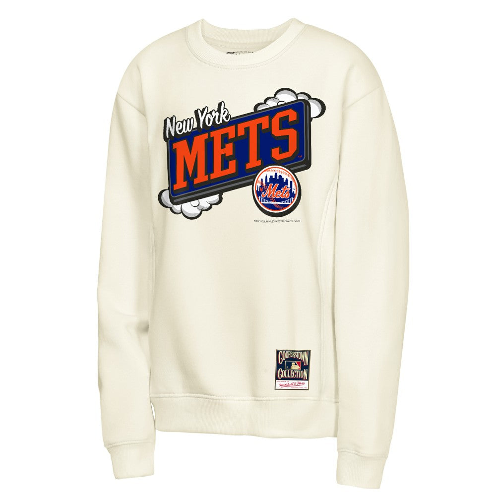 New York Mets Mitchell & Ness Youth Retro Billboard Sweatshirt - Natural Sweatshirts