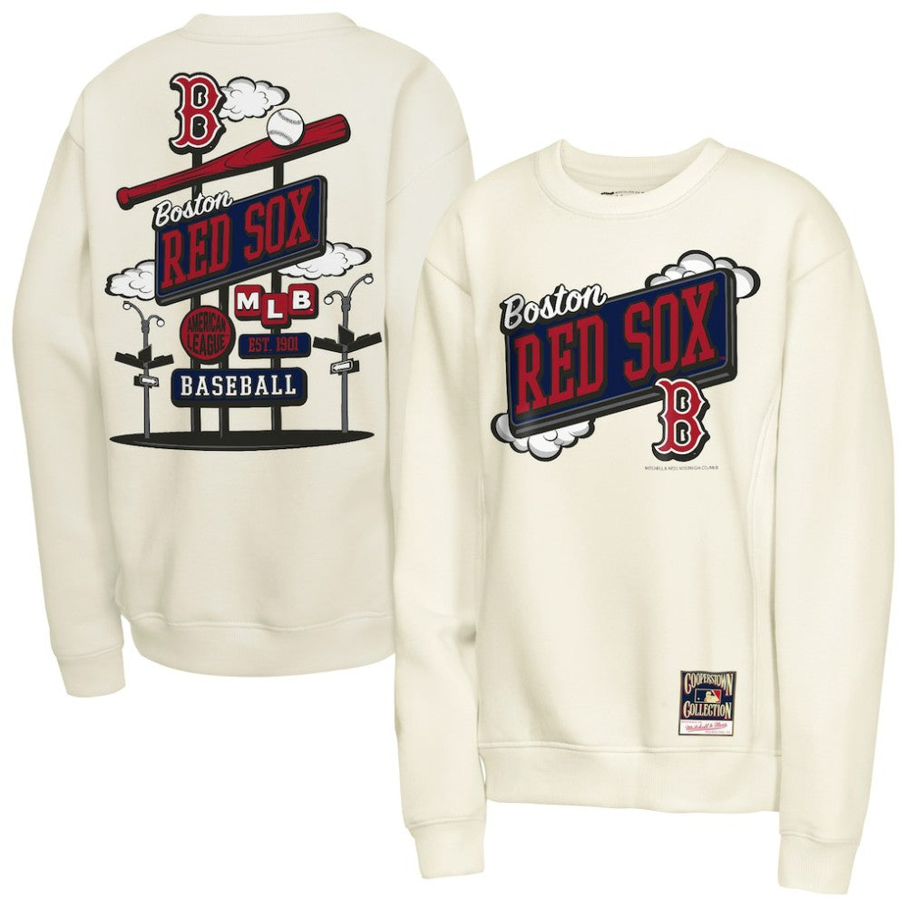 Boston Red Sox Mitchell & Ness Youth Retro Billboard Sweatshirt - Natural Sweatshirts