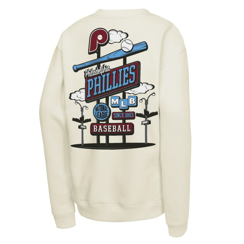 Philadelphia Phillies Mitchell & Ness Youth Retro Billboard Sweatshirt - Natural Sweatshirts