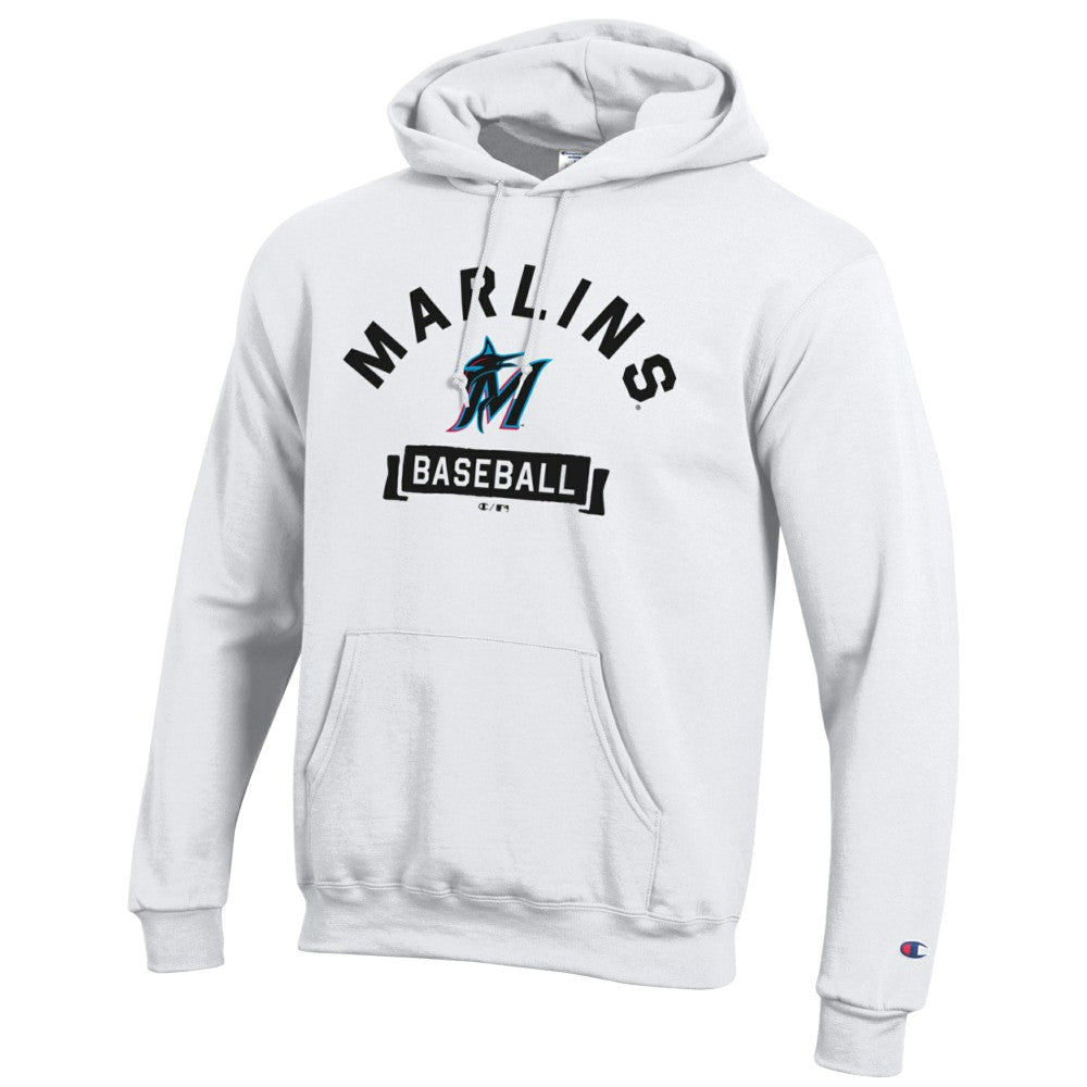 Miami Marlins Champion Eco Powerblend Hoodie - White Hoodies