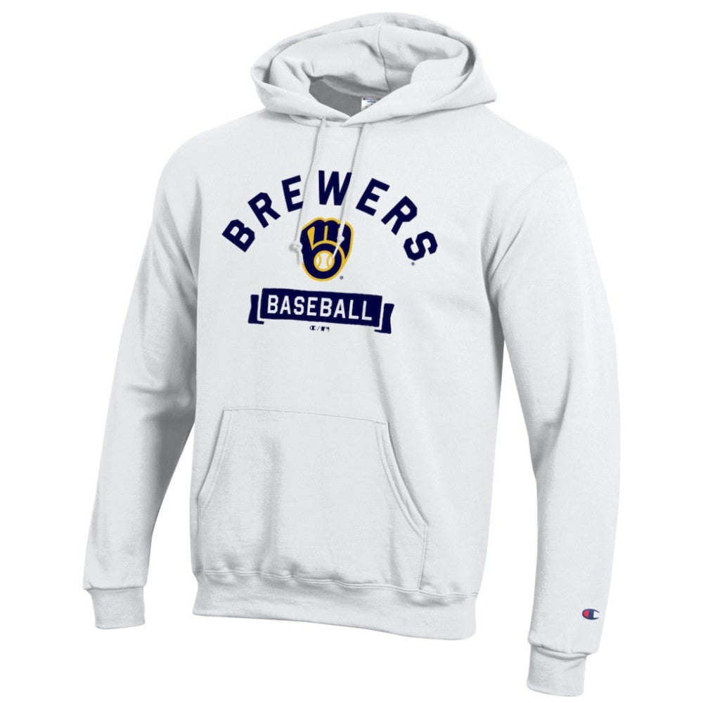 Milwaukee Brewers Champion Eco Powerblend Hoodie - White Hoodies