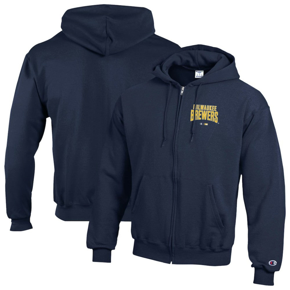 Milwaukee Brewers Champion Eco Powerblend Full-Zip Hoodie - Navy Hoodies