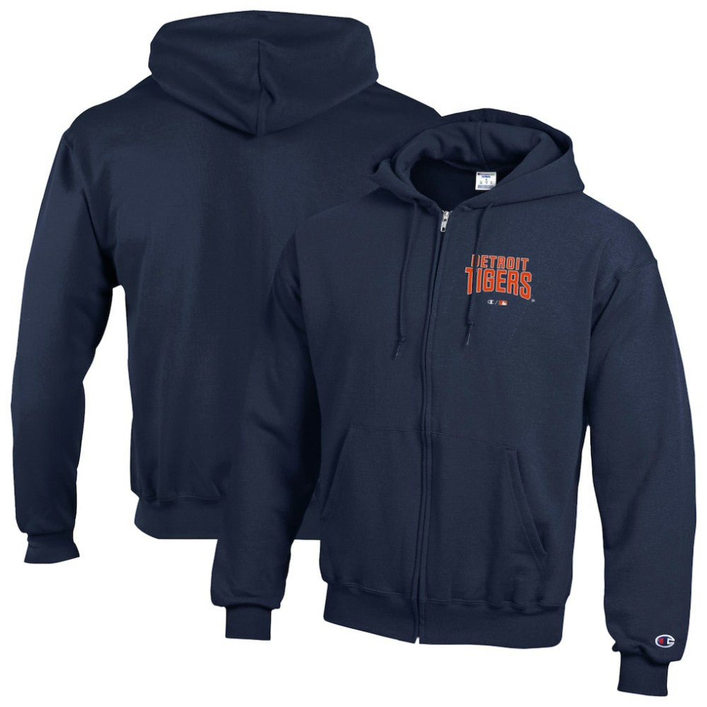 Detroit Tigers Champion Eco Powerblend Full-Zip Hoodie - Navy Hoodies