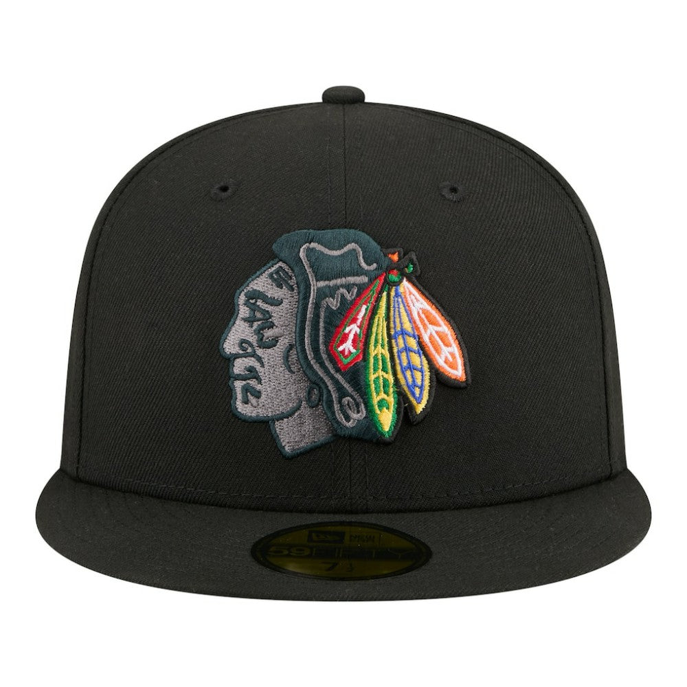Chicago Blackhawks New Era Color Pop 59FIFTY Fitted Hat - Black | US 203778844