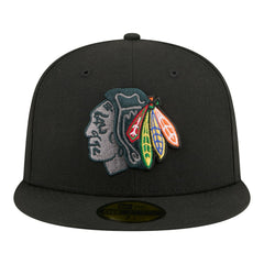 Chicago Blackhawks New Era Color Pop 59FIFTY Fitted Hat - Black | US 203778844