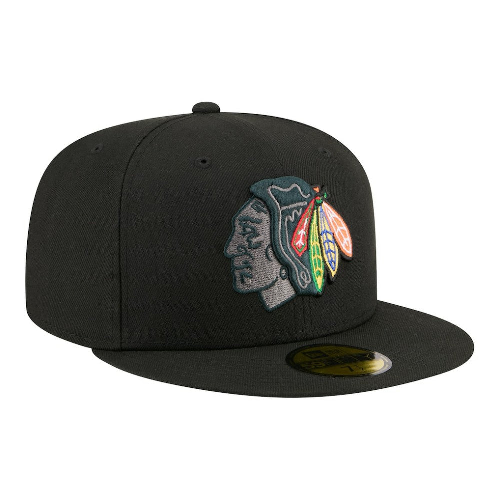 Chicago Blackhawks New Era Color Pop 59FIFTY Fitted Hat - Black | US 203778844