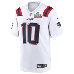 Drake Maye New England Patriots Super Bowl LX Patch Game Jersey - White Jerseys
