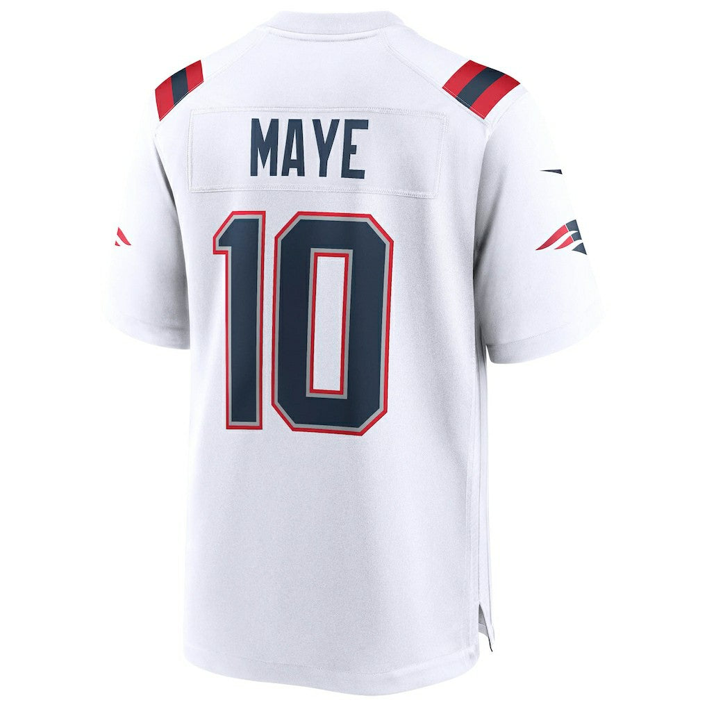Drake Maye New England Patriots Super Bowl LX Patch Game Jersey - White Jerseys