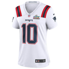 Drake Maye New England Patriots Women's Super Bowl LX Patch Game Jersey - White Jerseys