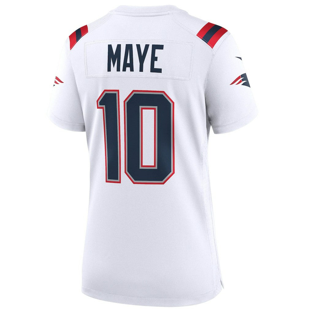 Drake Maye New England Patriots Women's Super Bowl LX Patch Game Jersey - White Jerseys