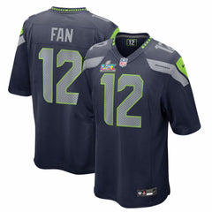 12s Seattle Seahawks Super Bowl LX Patch Game Jersey - College Navy Jerseys