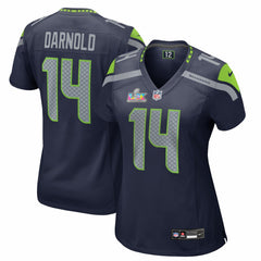 Sam Darnold Seattle Seahawks Women's Super Bowl LX Patch Game Jersey - College Navy Jerseys
