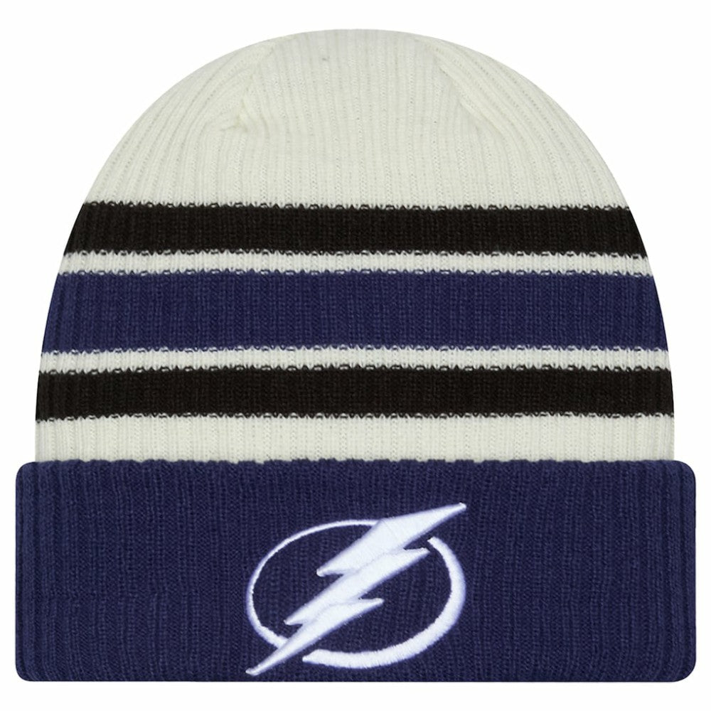 Tampa Bay Lightning New Era Vintage Cuffed Knit Hat - Cream/Blue | US 203787573