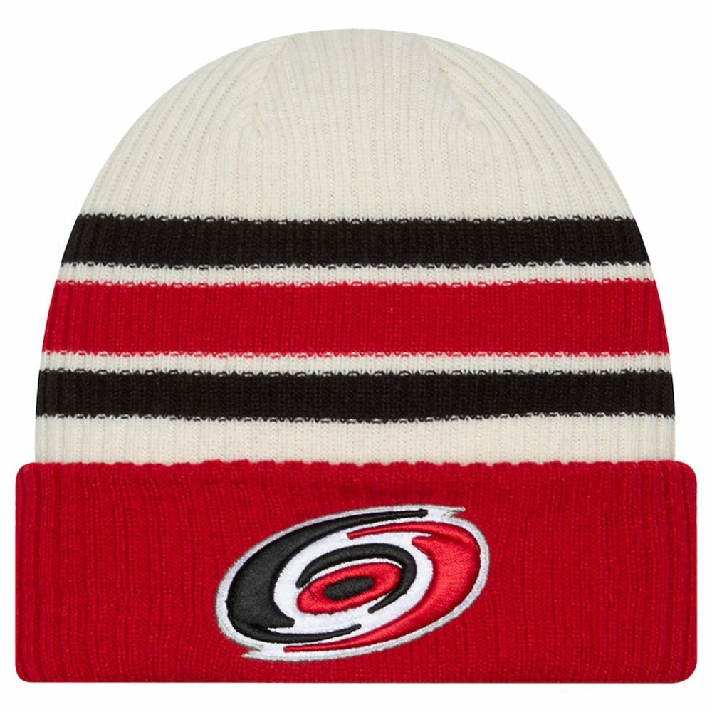 Carolina Hurricanes New Era Vintage Cuffed Knit Hat - Cream/Red | US 203787574