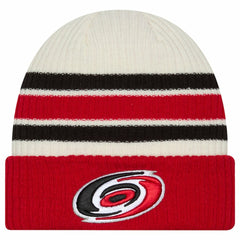 Carolina Hurricanes New Era Vintage Cuffed Knit Hat - Cream/Red | US 203787574