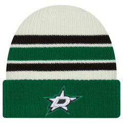 Dallas Stars New Era Vintage Cuffed Knit Hat - Cream/Kelly Green | US 203787576