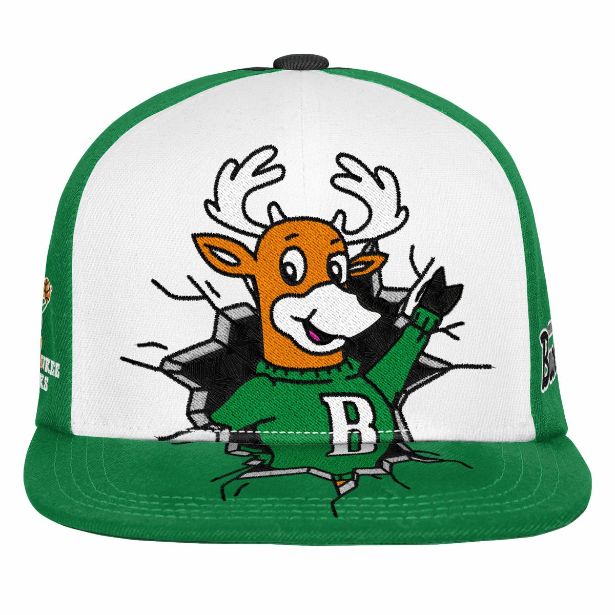 Milwaukee Bucks Youth Mascot Snapback Hat Green - Mitchell & Ness