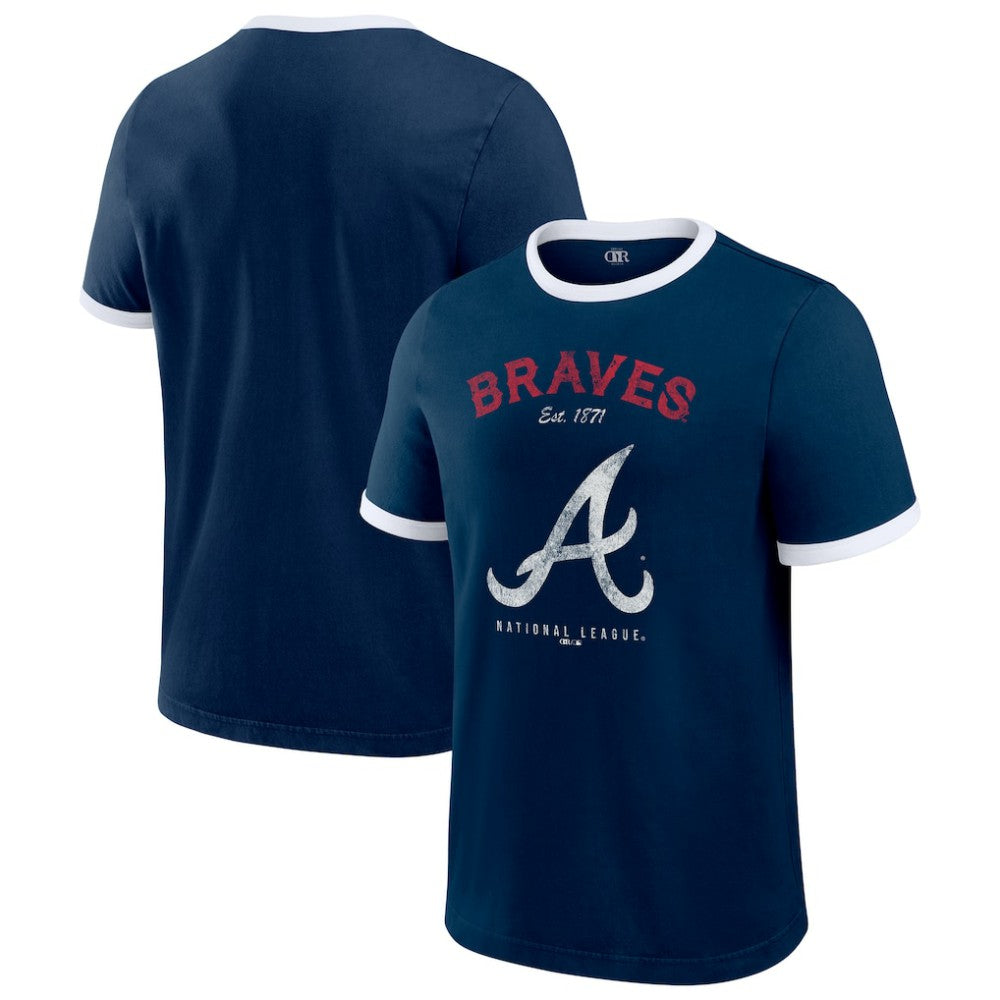 Atlanta Braves Darius Rucker Collection by Fanatics Washed Ringer T-Shirt - Navy T-shirts
