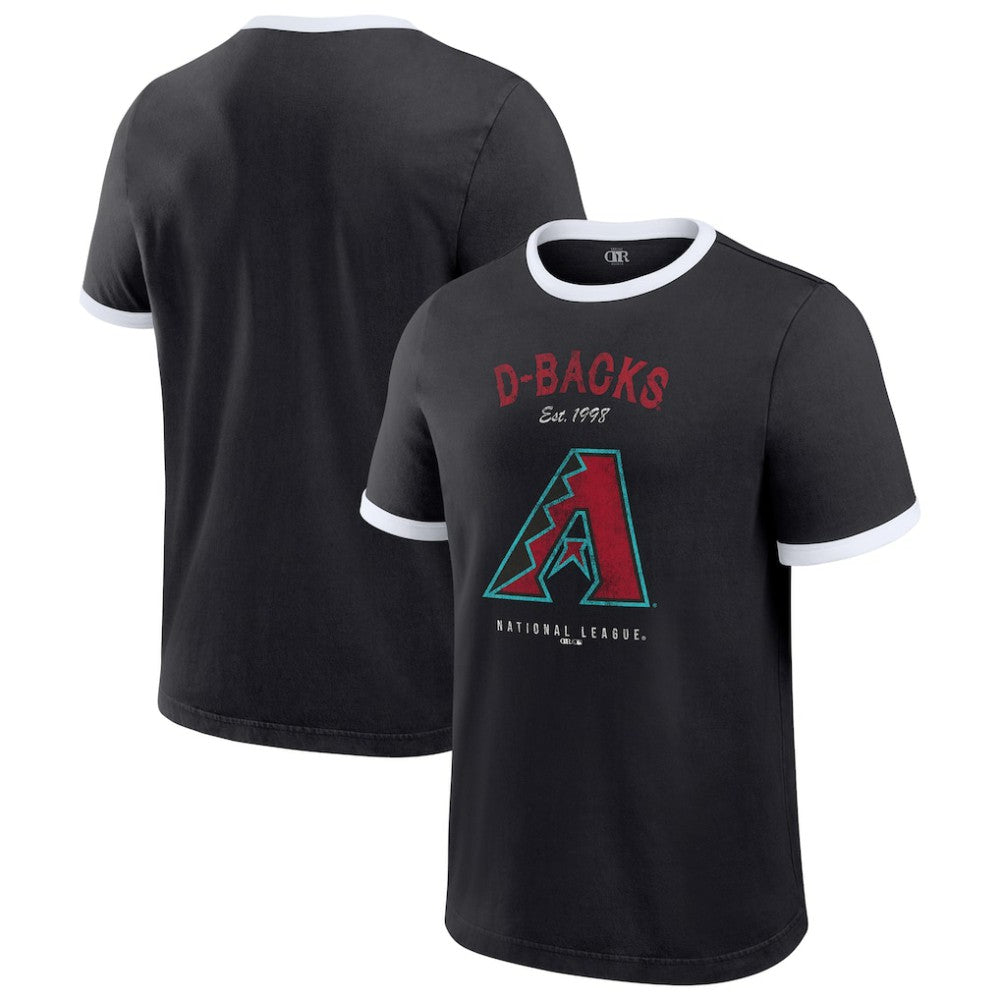 Arizona Diamondbacks Darius Rucker Collection by Fanatics Washed Ringer T-Shirt - Black T-shirts