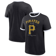 Pittsburgh Pirates Darius Rucker Collection by Fanatics Washed Ringer T-Shirt - Black T-shirts