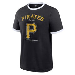 Pittsburgh Pirates Darius Rucker Collection by Fanatics Washed Ringer T-Shirt - Black T-shirts