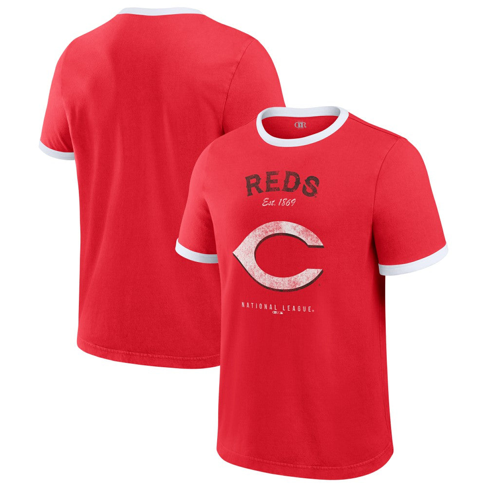 Cincinnati Reds Darius Rucker Collection by Fanatics Washed Ringer T-Shirt - Red T-shirts