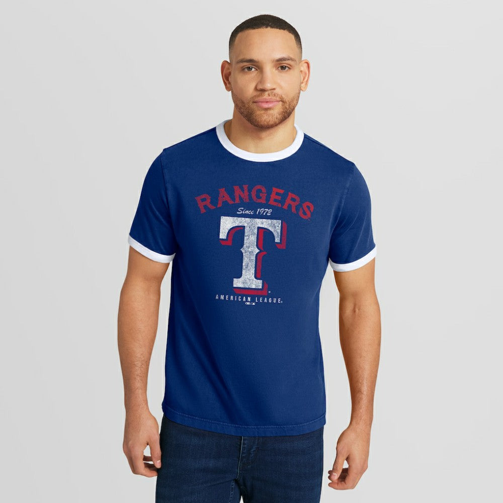 Texas Rangers Darius Rucker Collection by Fanatics Washed Ringer T-Shirt - Royal T-shirts