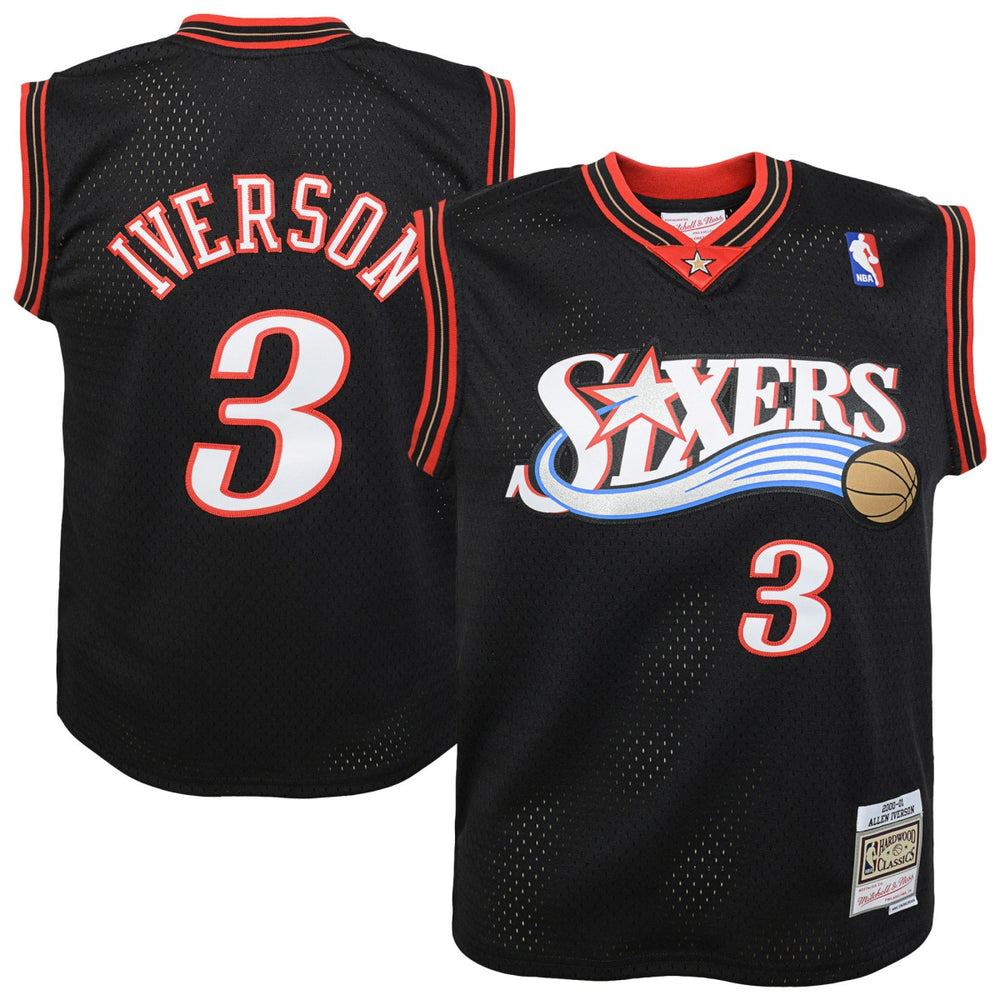 Allen Iverson Philadelphia 76ers Youth 2000-01 Swingman Road Jersey Black - Mitchell & Ness