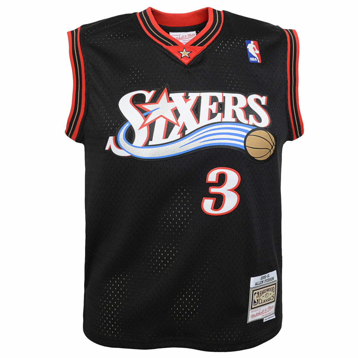 Allen Iverson Philadelphia 76ers Youth 2000-01 Swingman Road Jersey Black - Mitchell & Ness
