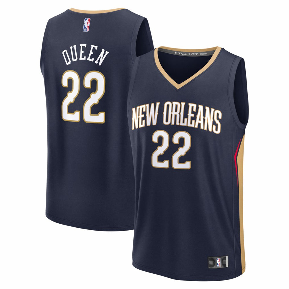 Derik Queen New Orleans Pelicans Fast Break Replica Jersey Icon Edition Navy - Fanatics
