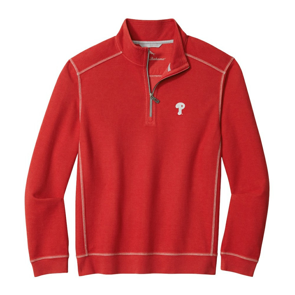 Philadelphia Phillies Tommy Bahama Montego Bay Half-Zip Sweatshirt - Red Sweatshirts