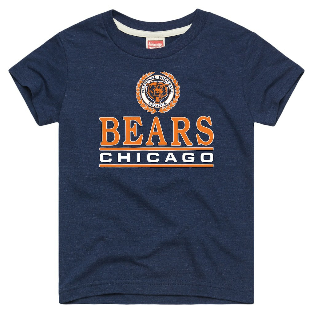Chicago Bears Homage Youth Crest Tri-Blend T-Shirt - Navy T-shirts