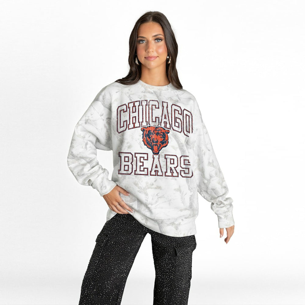 Chicago Bears Gameday Couture Women's Whiteout Oversized Premium Fleece Sweatshirt - Arctic Camo Sweatshirts