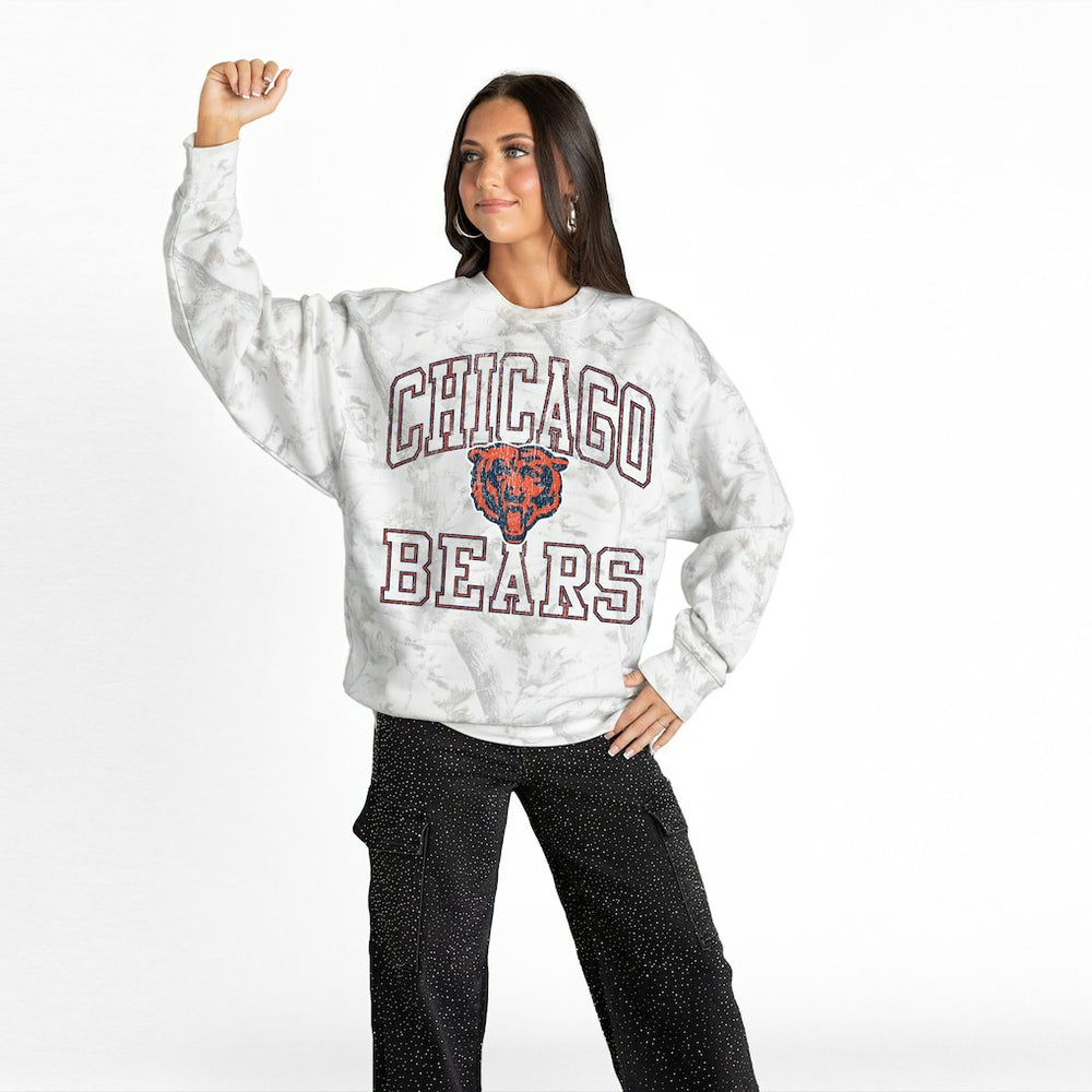 Chicago Bears Gameday Couture Women's Whiteout Oversized Premium Fleece Sweatshirt - Arctic Camo Sweatshirts