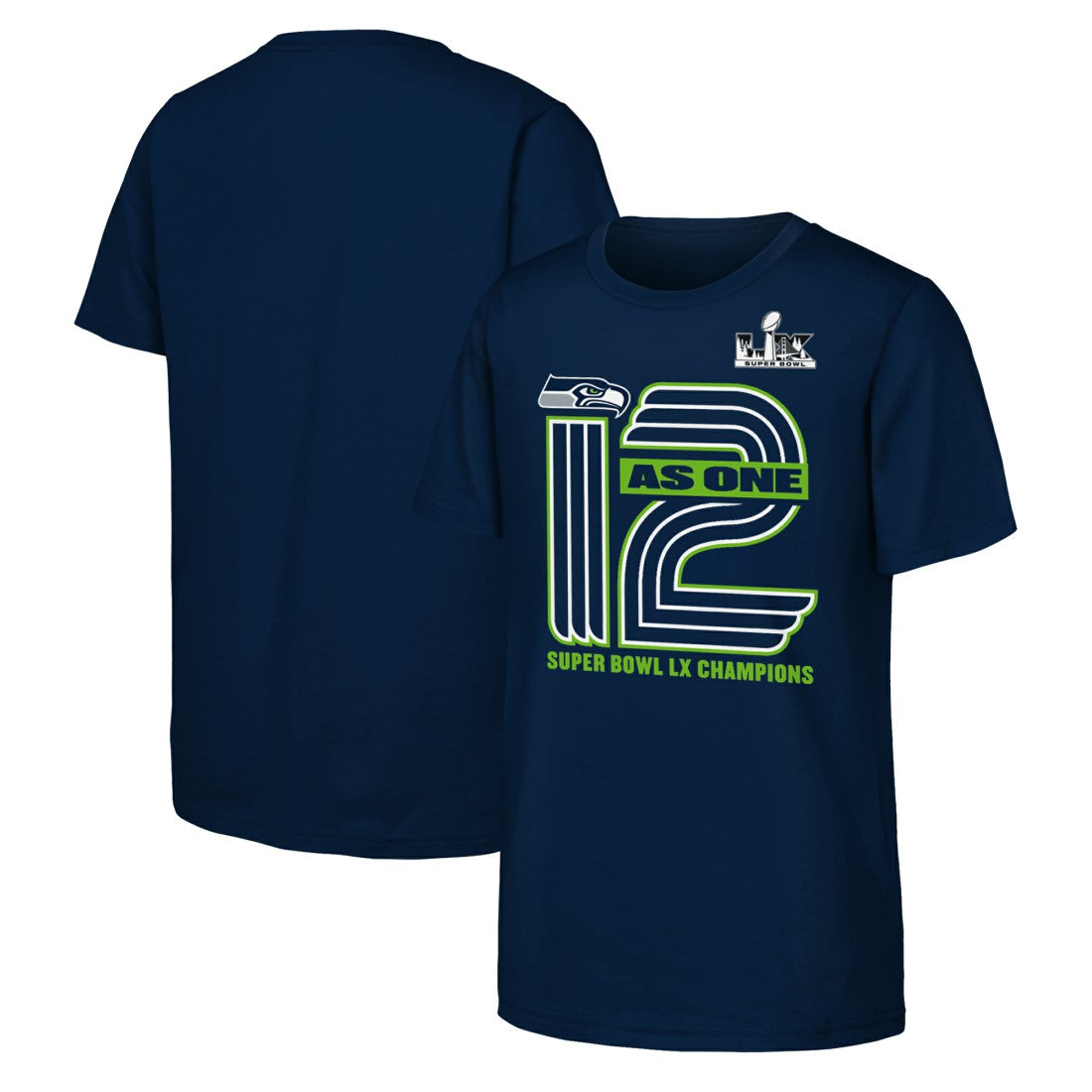Seattle Seahawks Youth Super Bowl LX Champions Hometown Collection T-Shirt - College Navy T-shirts