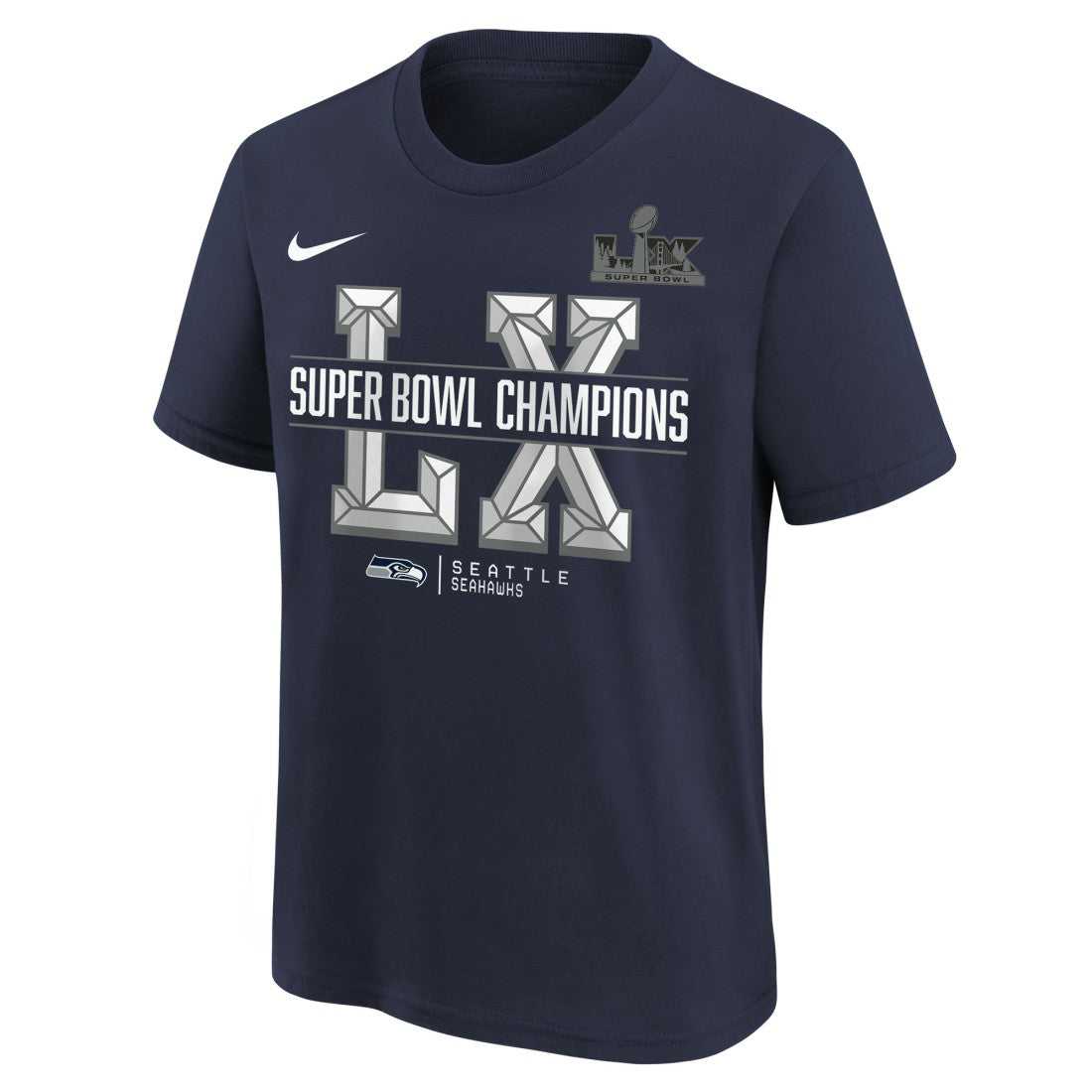 Seattle Seahawks Youth Super Bowl LX Champions T-Shirt - College Navy T-shirts