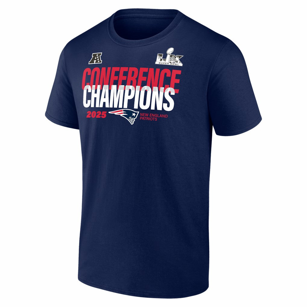New England Patriots 2025 AFC Champions Big & Tall Right Side Draw T-Shirt - Navy T-shirts