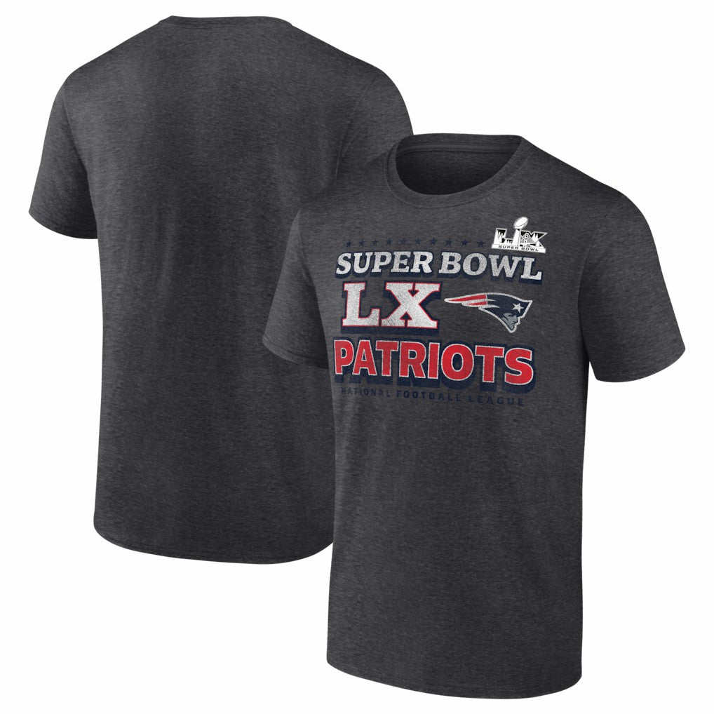 New England Patriots Super Bowl LX Big & Tall Battle Prep T-Shirt - Heather Charcoal T-shirts